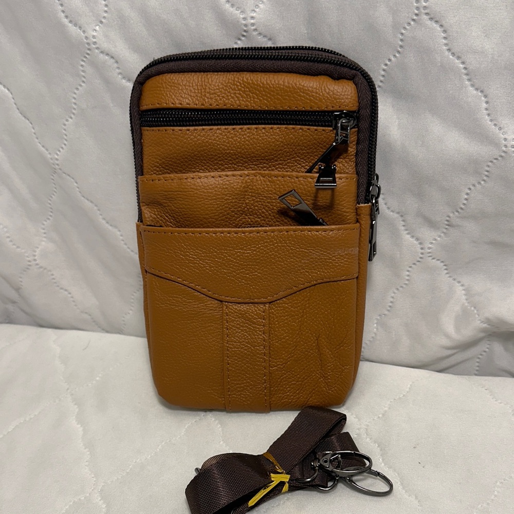 Brown Faux Leather Men's Bag
